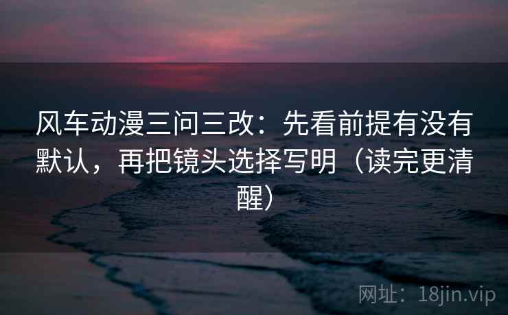 风车动漫三问三改：先看前提有没有默认，再把镜头选择写明（读完更清醒）
